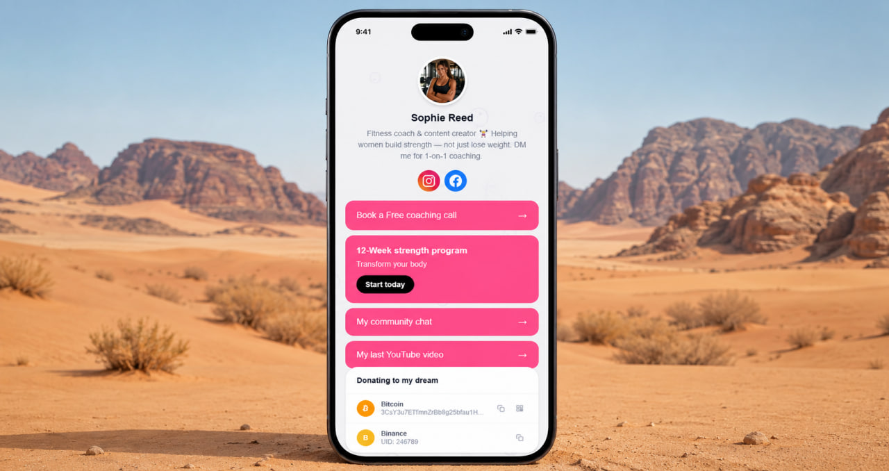 Link in bio analytics — click tracking on every plan, including free